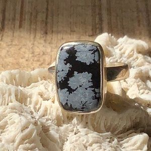 COPY - SNOWFLAKE OBSIDIAN 925 STERLING SILVER RING, SIZE 6.75
